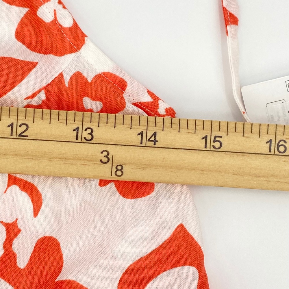 Billabong Womens Medium Orange White Floral Tropical Tie Strap Sun Dress NEW - Picture 5 of 9